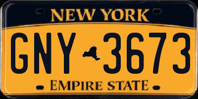 NY license plate GNY3673