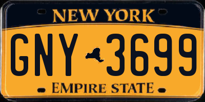 NY license plate GNY3699