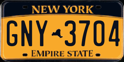 NY license plate GNY3704
