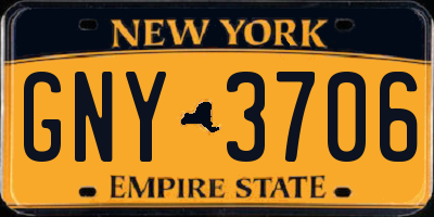 NY license plate GNY3706