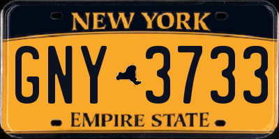 NY license plate GNY3733