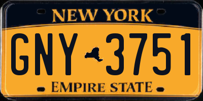 NY license plate GNY3751