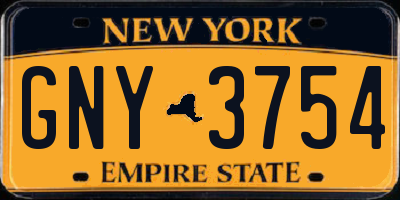 NY license plate GNY3754