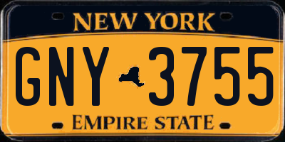 NY license plate GNY3755