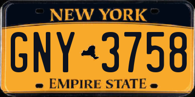 NY license plate GNY3758