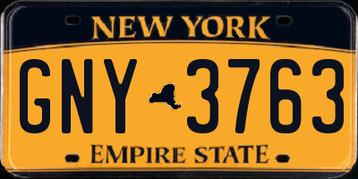 NY license plate GNY3763