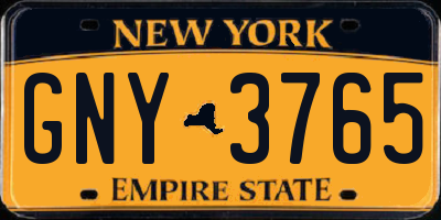 NY license plate GNY3765