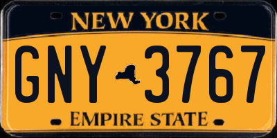 NY license plate GNY3767