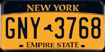 NY license plate GNY3768