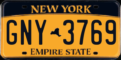 NY license plate GNY3769