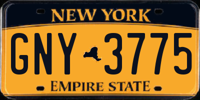 NY license plate GNY3775