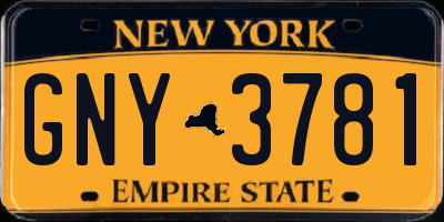 NY license plate GNY3781
