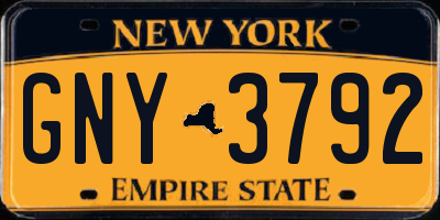 NY license plate GNY3792