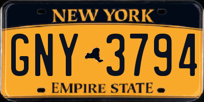 NY license plate GNY3794