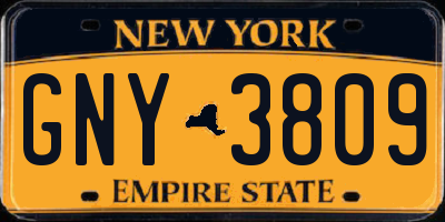 NY license plate GNY3809