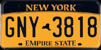 NY license plate GNY3818