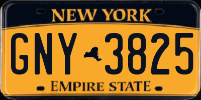 NY license plate GNY3825