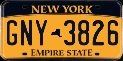 NY license plate GNY3826