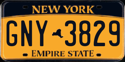 NY license plate GNY3829