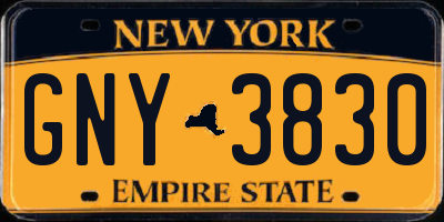NY license plate GNY3830
