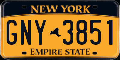 NY license plate GNY3851