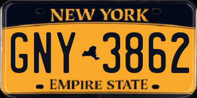 NY license plate GNY3862