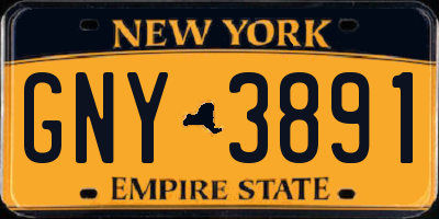 NY license plate GNY3891