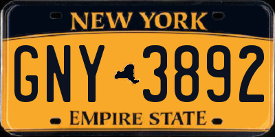 NY license plate GNY3892