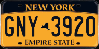 NY license plate GNY3920