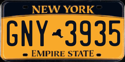 NY license plate GNY3935