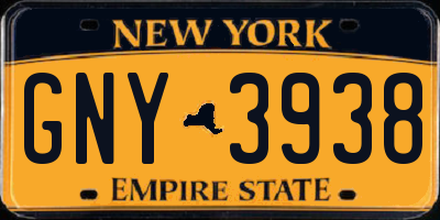 NY license plate GNY3938