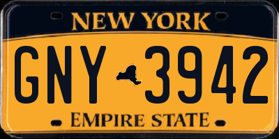 NY license plate GNY3942