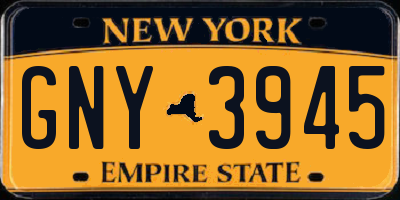 NY license plate GNY3945