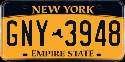 NY license plate GNY3948