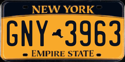 NY license plate GNY3963