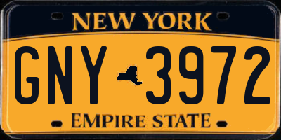 NY license plate GNY3972