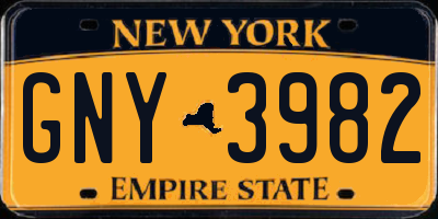NY license plate GNY3982