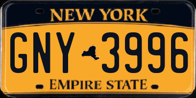 NY license plate GNY3996
