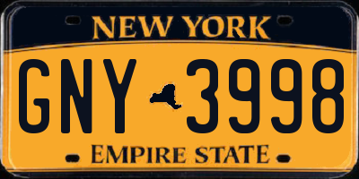 NY license plate GNY3998