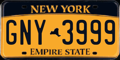 NY license plate GNY3999