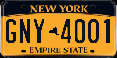 NY license plate GNY4001