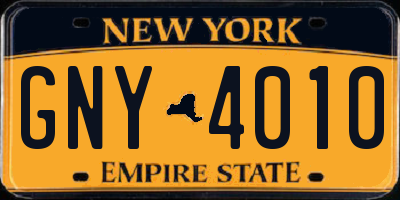 NY license plate GNY4010