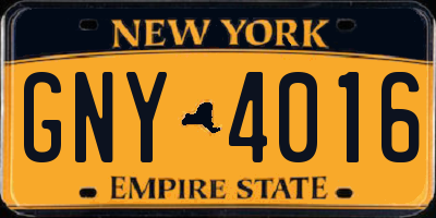 NY license plate GNY4016