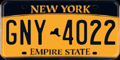 NY license plate GNY4022