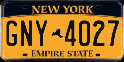 NY license plate GNY4027