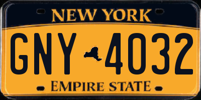 NY license plate GNY4032