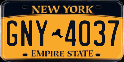 NY license plate GNY4037