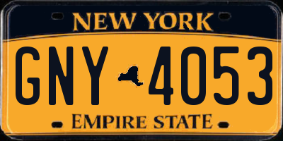 NY license plate GNY4053