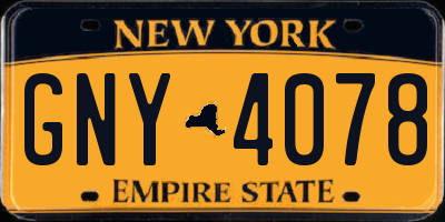 NY license plate GNY4078