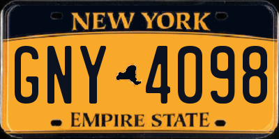NY license plate GNY4098